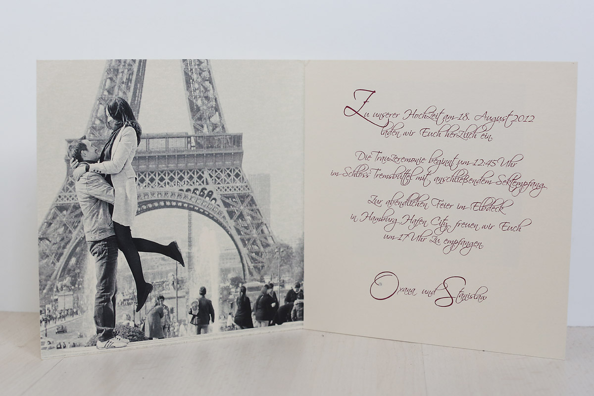 Einladungskarte Heiratsantrag in Paris